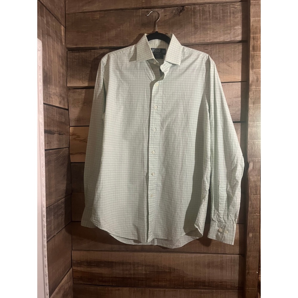 Polo Ralph Lauren Regent Custom Fit Shirt Mens 15.5 34/35 Green Purple Check
